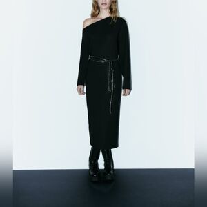 ZARA ASSYMETRICAL CREPE DRESS